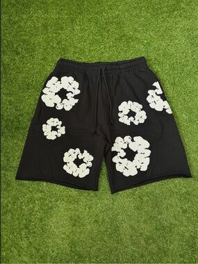 White On Black Denim Tears Shorts